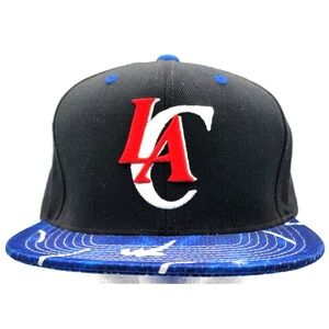 LOS ANGELES CLIPPER LA HAT CAP SNAP BACK‎ MITCHELL & NESS BLACK BLUE MENS